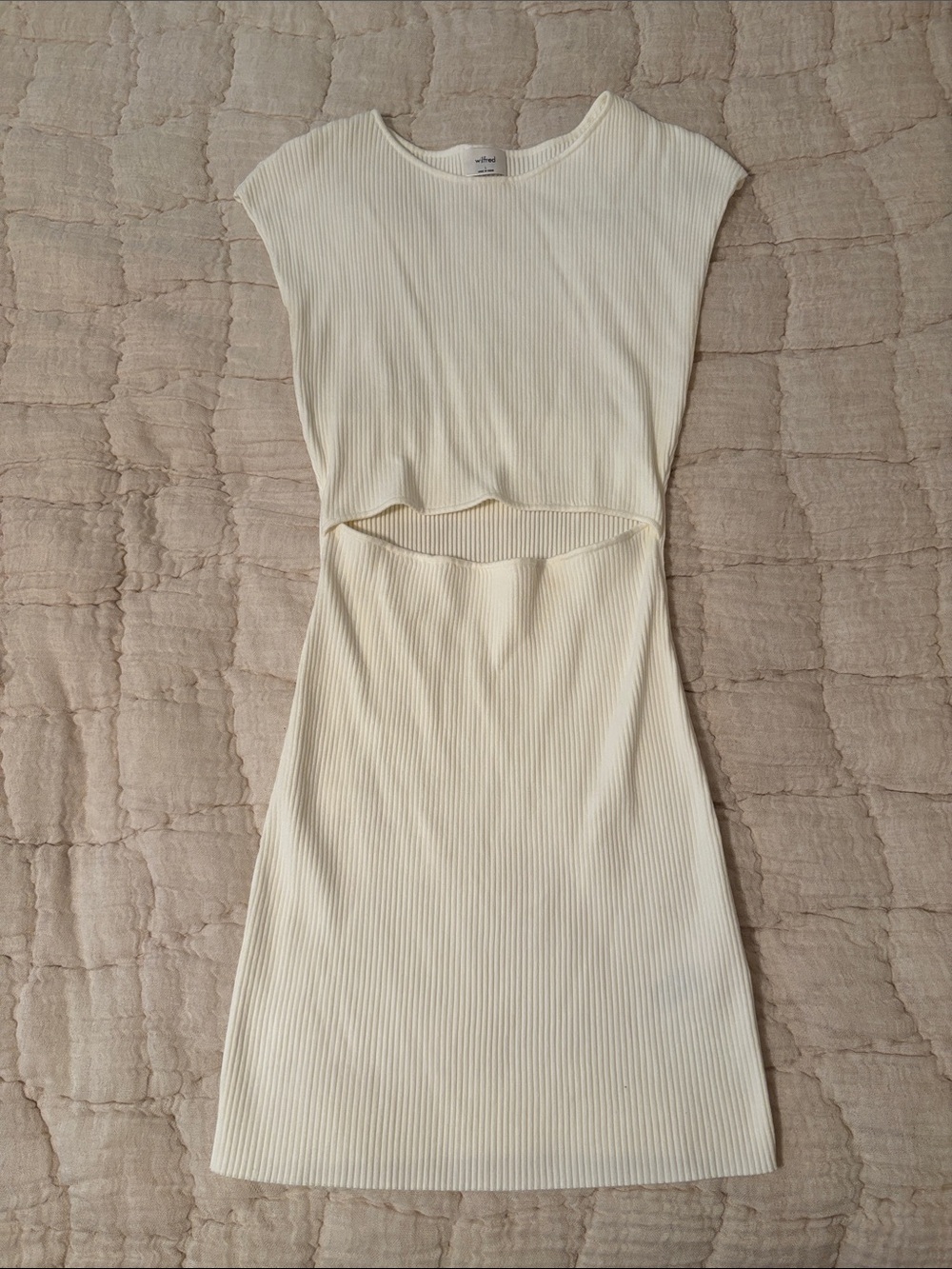 Aritzia Ribbed Cutout Midi Dress - Ivory